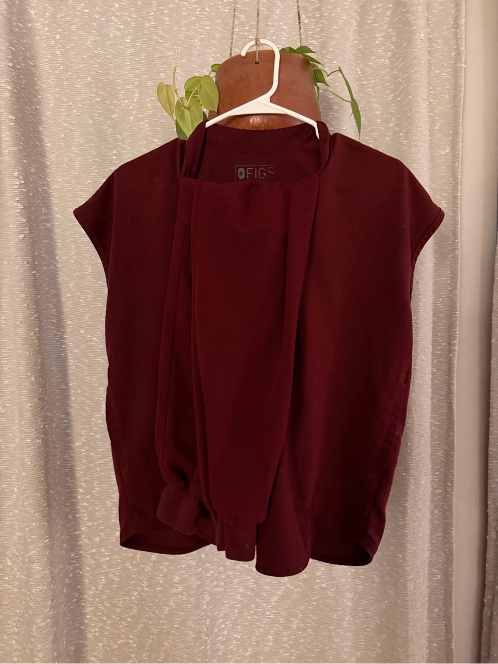 FIGS Women's Burgundy Short-Sleeve Top